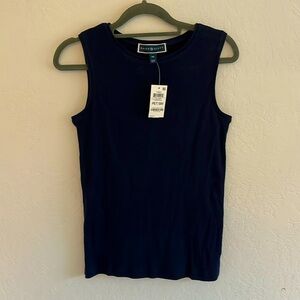 Karen Scott Petite Cotton Navy Blue Tank Top